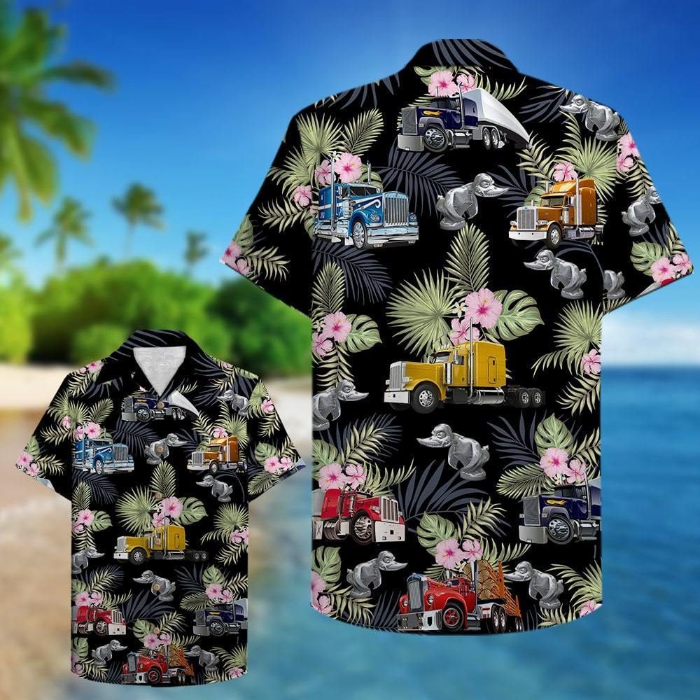 Trucker Semitruck Pattern Hawaii Shirt Hawaiian