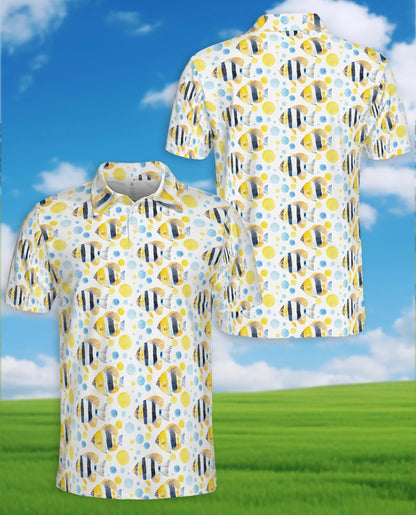 Undersea Pattern Polo Shirt for Men, Tropical Marine Life Style | Azhawaiian