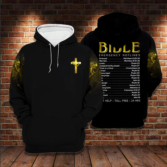 Bible Hotline Emergency Numbers 3D All Over Printed Hoodie Us Unisex Hoodie Size