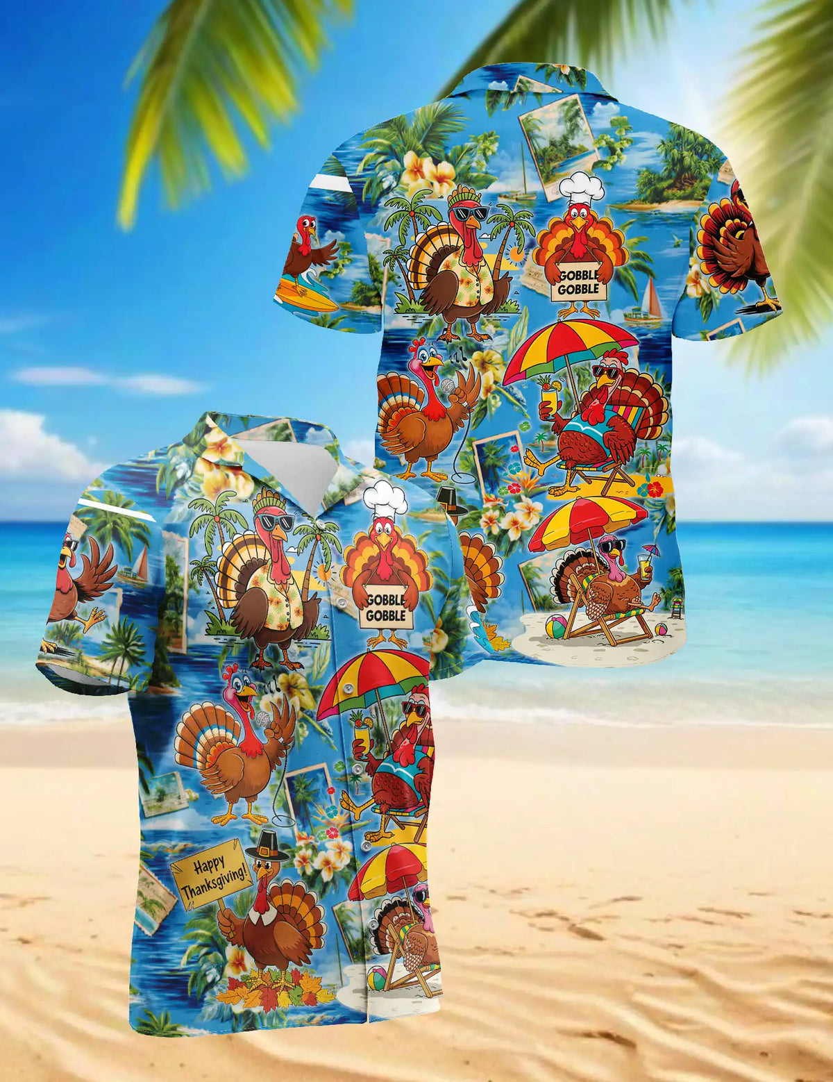 Tropical Thanksgiving Turkey Hawaiian Shirt for Men