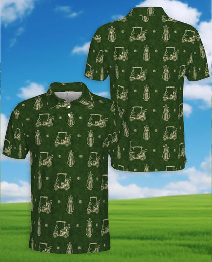 Vintage Golf Pattern Polo Shirt for Men, Classic Sports Style | Azhawaiian