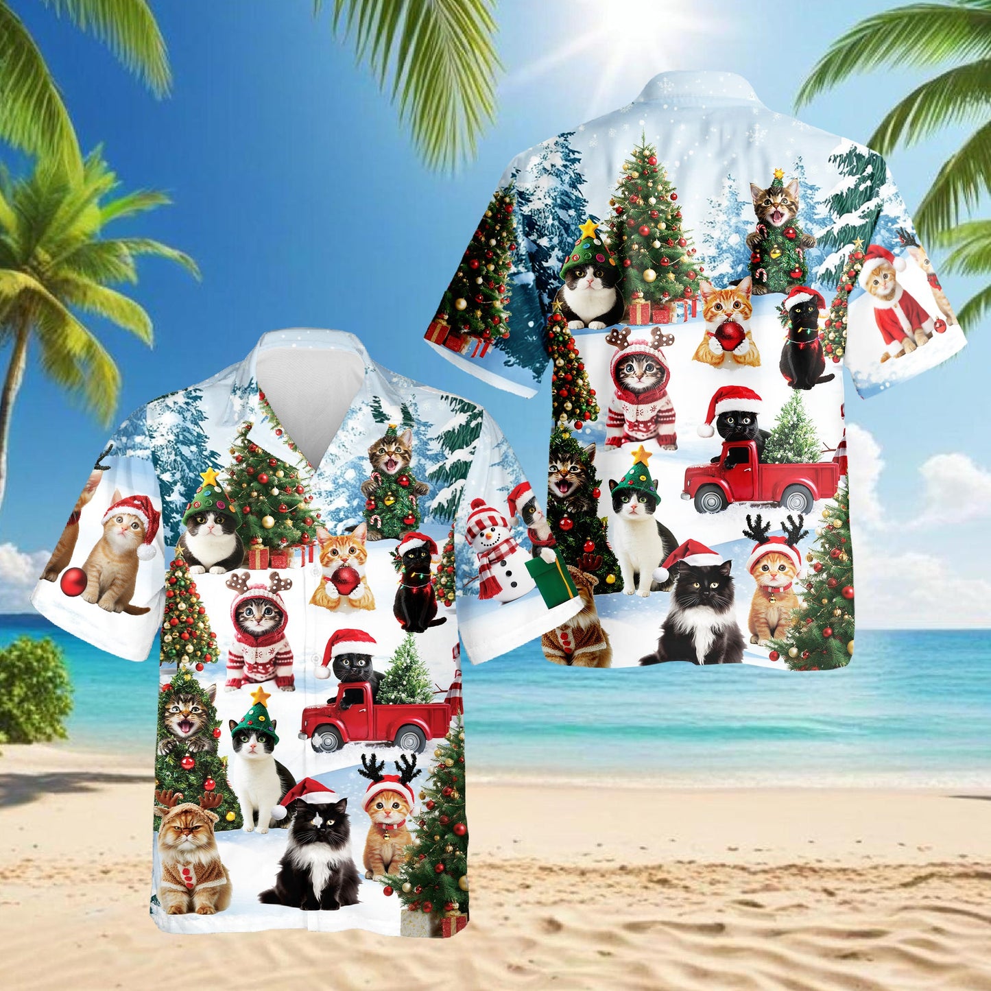 Tropical Skiing Hawaiian Shirt for Men, Button Down Aloha Shirt - Azhawaiian