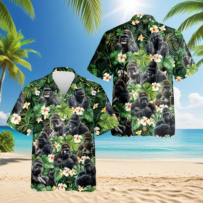 Funny Gorilla Smoking Hawaiian Shirt for Men, Button Down Aloha Shirt - Azhawaiian