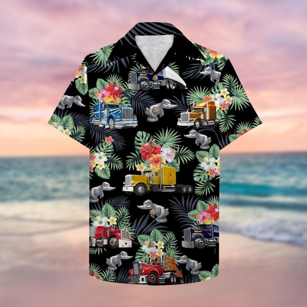 Trucker Semitruck Pattern Hawaii Shirt Hawaiian