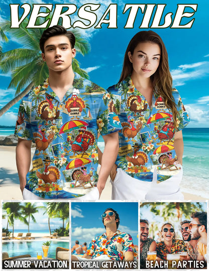 Tropical Thanksgiving Turkey Hawaiian Shirt for Men