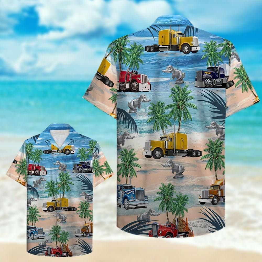 Trucker Semitruck Hawaii Shirt Hawaiian