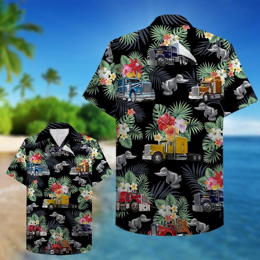 Trucker Semitruck Pattern Hawaii Shirt Hawaiian