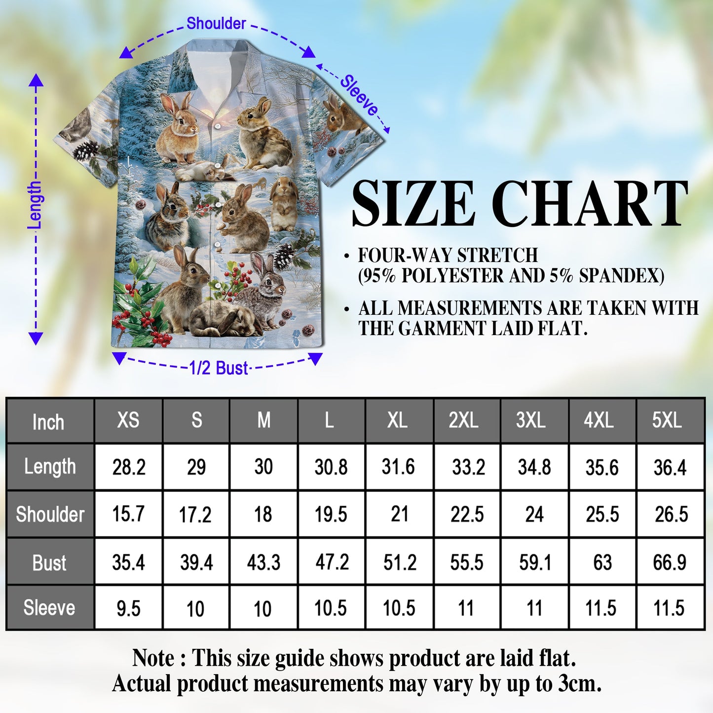 Rabbits in Snow Hawaiian Shirt for Men, Button Down Aloha Shirt - Azhawaiian