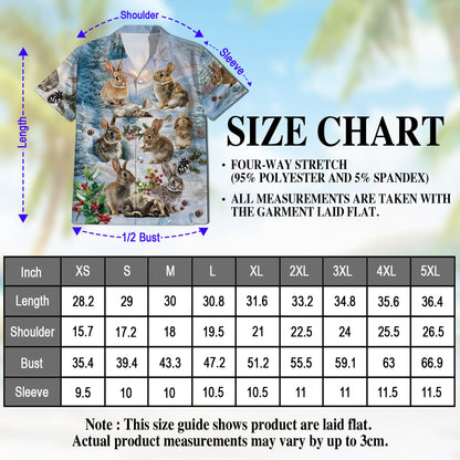Rabbits in Snow Hawaiian Shirt for Men, Button Down Aloha Shirt - Azhawaiian