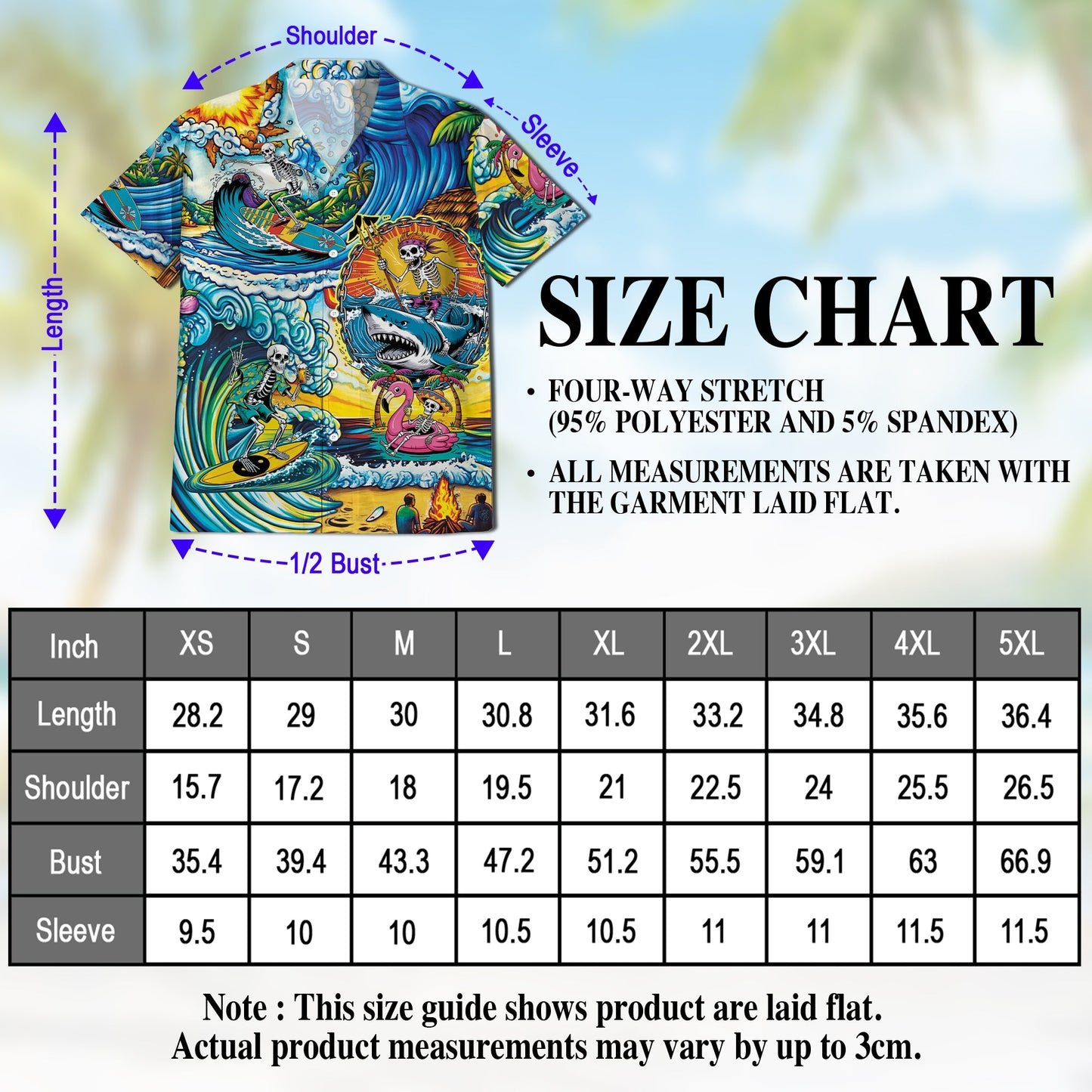Funny Surfing Skull Art Hawaiian Shirt for Men, Button Down Aloha Shirt - Azhawaiian