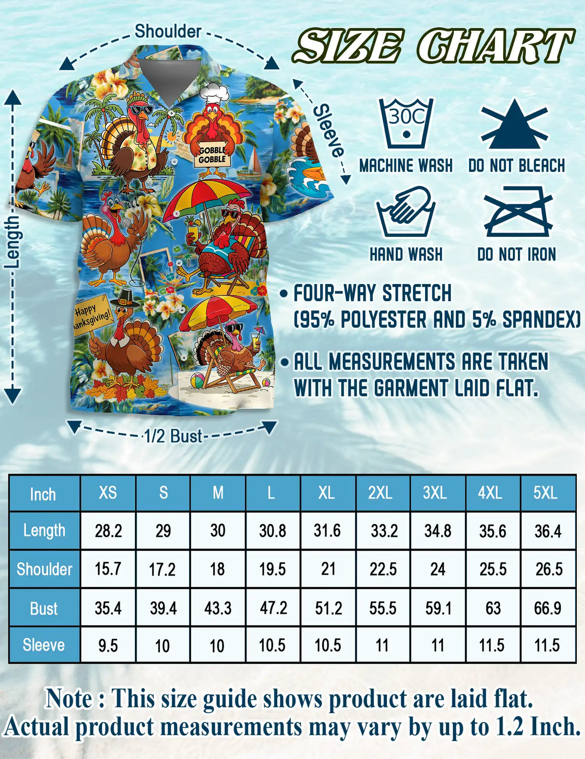 Tropical Thanksgiving Turkey Hawaiian Shirt for Men