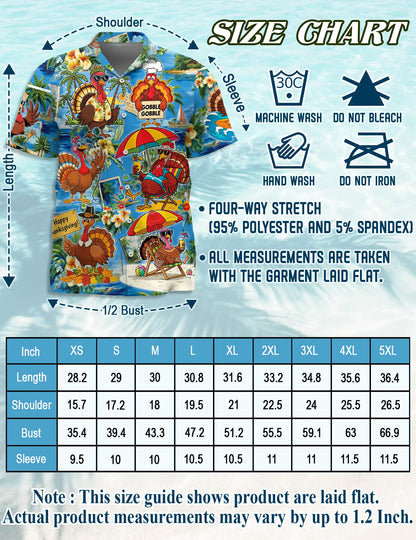 Tropical Thanksgiving Turkey Hawaiian Shirt for Men