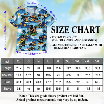 Black Cat Beach Matching Dog Owner Hawaiian Shirts, Funny Pet Aloha Shirt for Beach Vacation - Azhawaiian