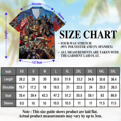 Western Cowboy Skeleton Hawaiian Shirt for Men, Button Down Aloha Shirt - Azhawaiian