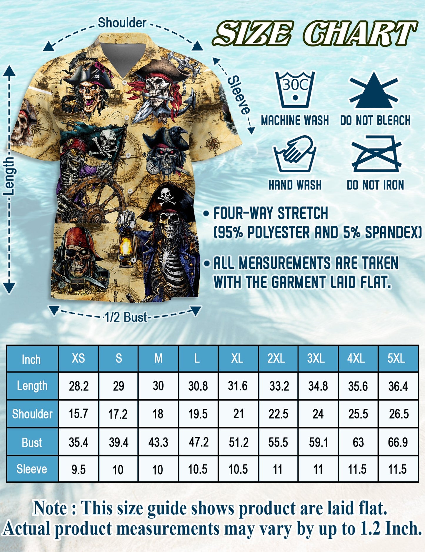 Pirate Skull Treasure Hawaiian Shirt for Men, Button Down Aloha Shirt - Azhawaiian