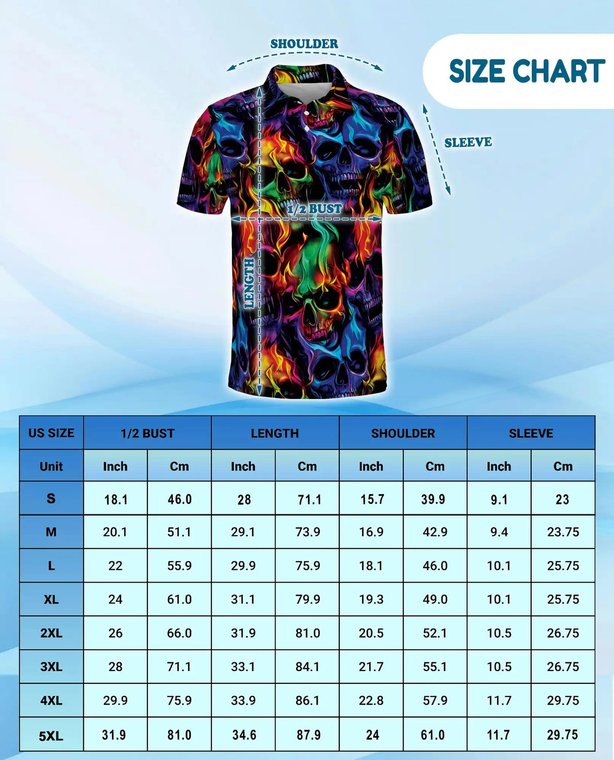 Colorful Skull Hawaiian Shirt For Men, Neon Flame Skeleton Graphic Button Up Shirt