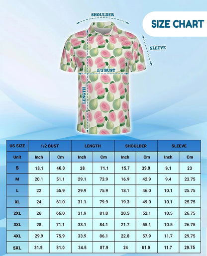 Guava Pattern Polo Shirt for Men, Tropical Fruit Summer Style | Azhawaiian