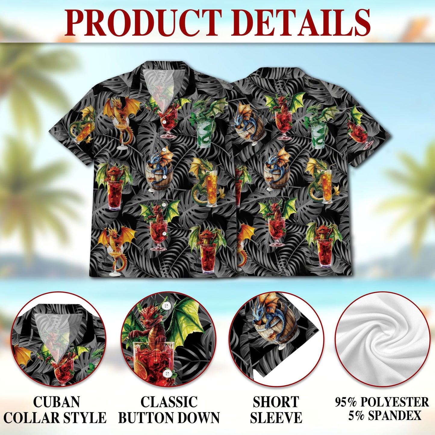 Dragon Cocktail Matching Dog Owner Hawaiian Shirts, Funny Pet Aloha Shirt for Beach Vacation - Azhawaiian