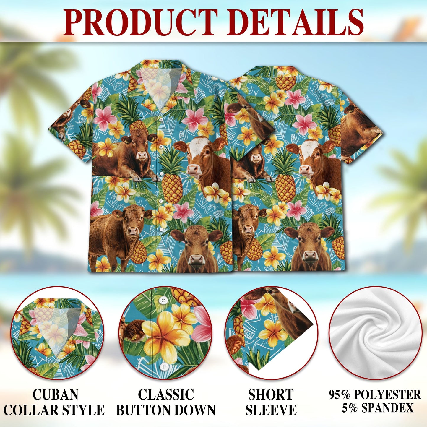 Red Angus Cattle Matching Dog Owner Hawaiian Shirts, Funny Pet Aloha Shirt for Beach Vacation - Azhawaiian