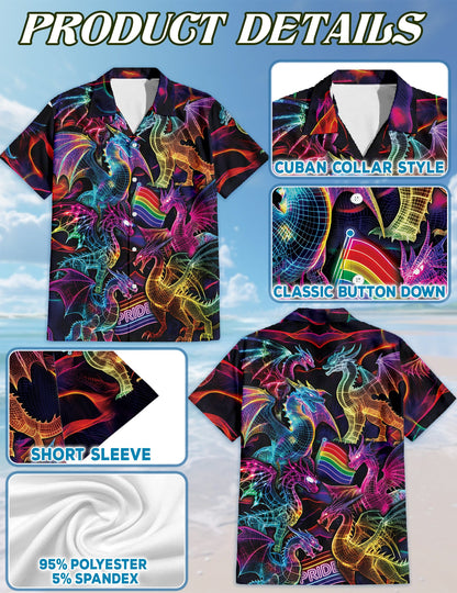Pride Dragon Matching Dog Owner Hawaiian Shirts, Funny Pet Aloha Shirt for Beach Vacation - Azhawaiian
