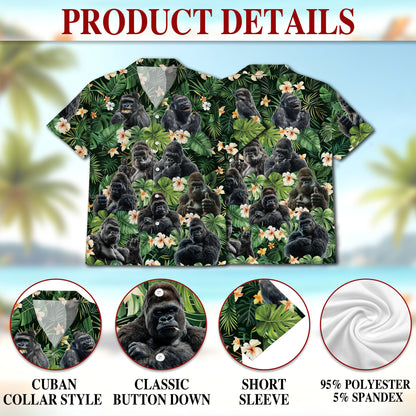 Funny Gorilla Smoking Hawaiian Shirt for Men, Button Down Aloha Shirt - Azhawaiian