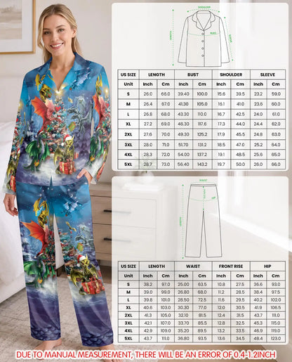 Christmas Dragon Pajama Set for Women – Fantasy Holiday Print