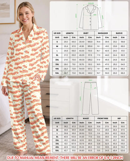 Bacon Pajama Set for Women – Funny Crispy Bacon Strips Print