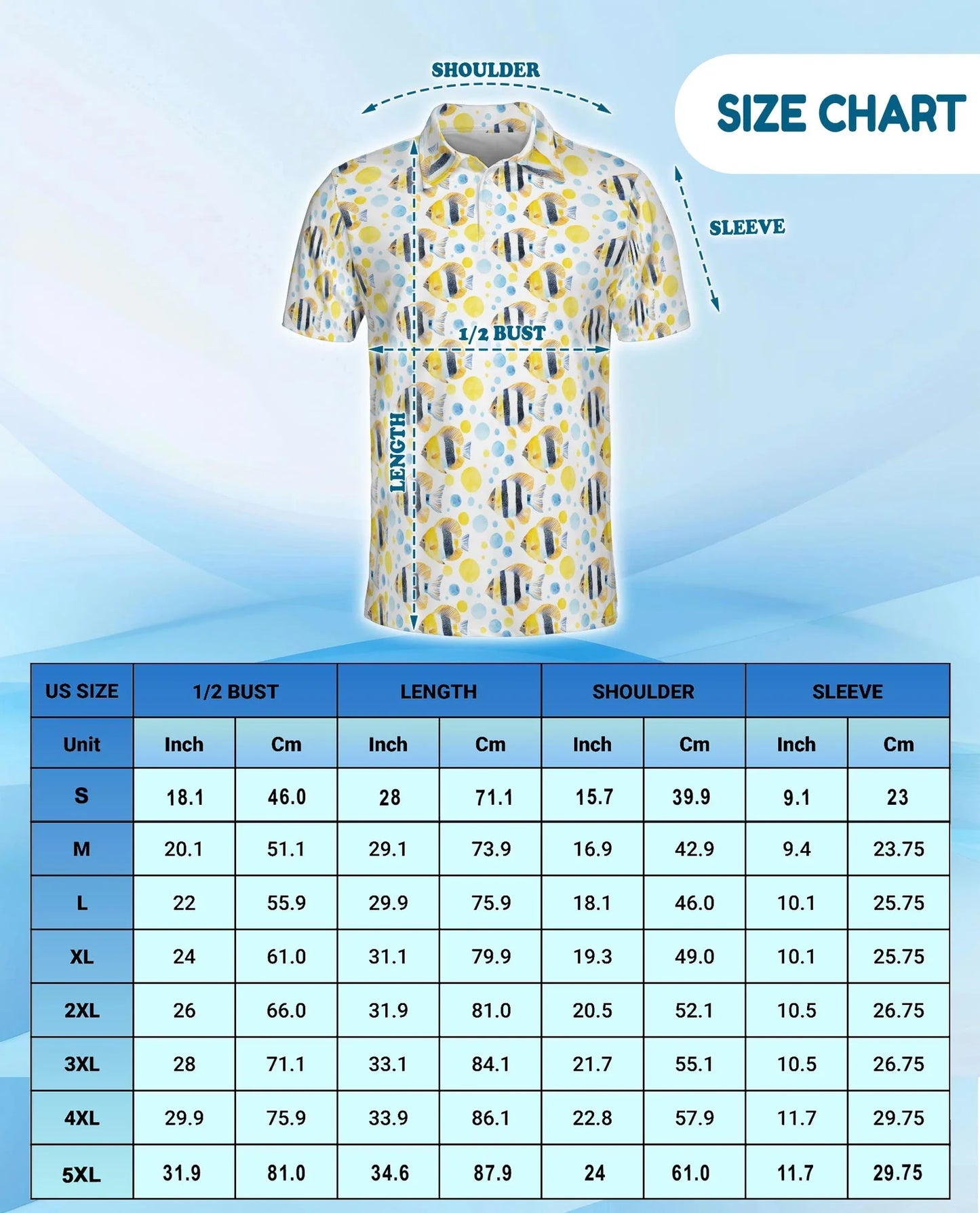 Undersea Pattern Polo Shirt for Men, Tropical Marine Life Style | Azhawaiian