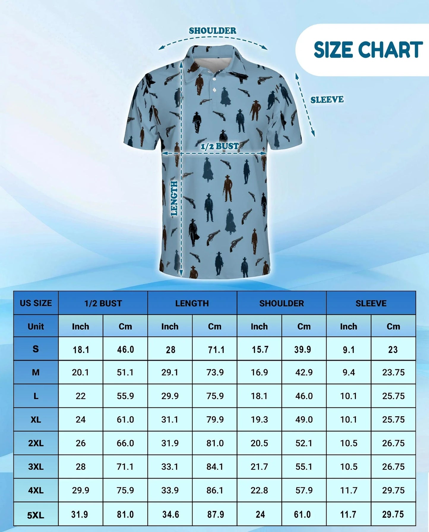 Cowboy Silhouette Pattern Polo Shirt for Men, Western Ranch Style | Azhawaiian