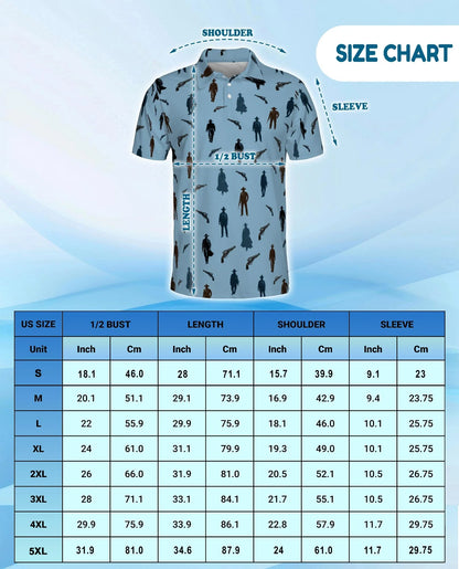 Cowboy Silhouette Pattern Polo Shirt for Men, Western Ranch Style | Azhawaiian