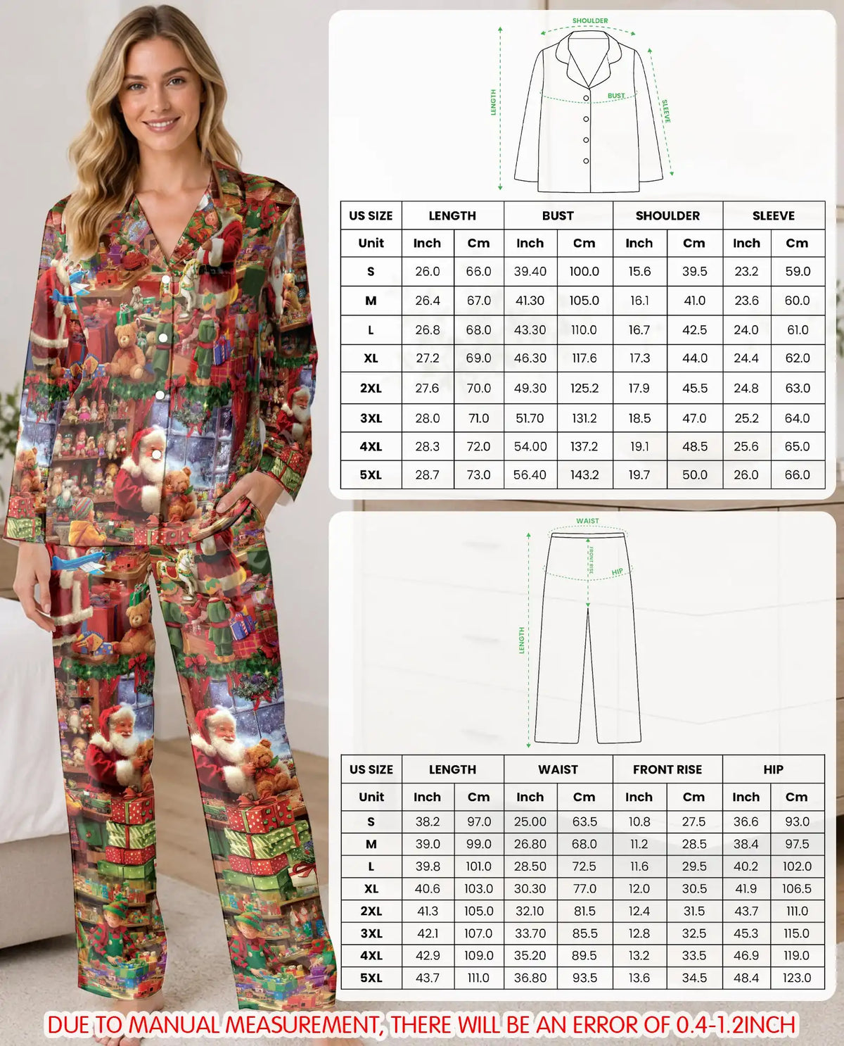 Santa's Christmas Workshop Pajama Set for Women – Toy Shop Print