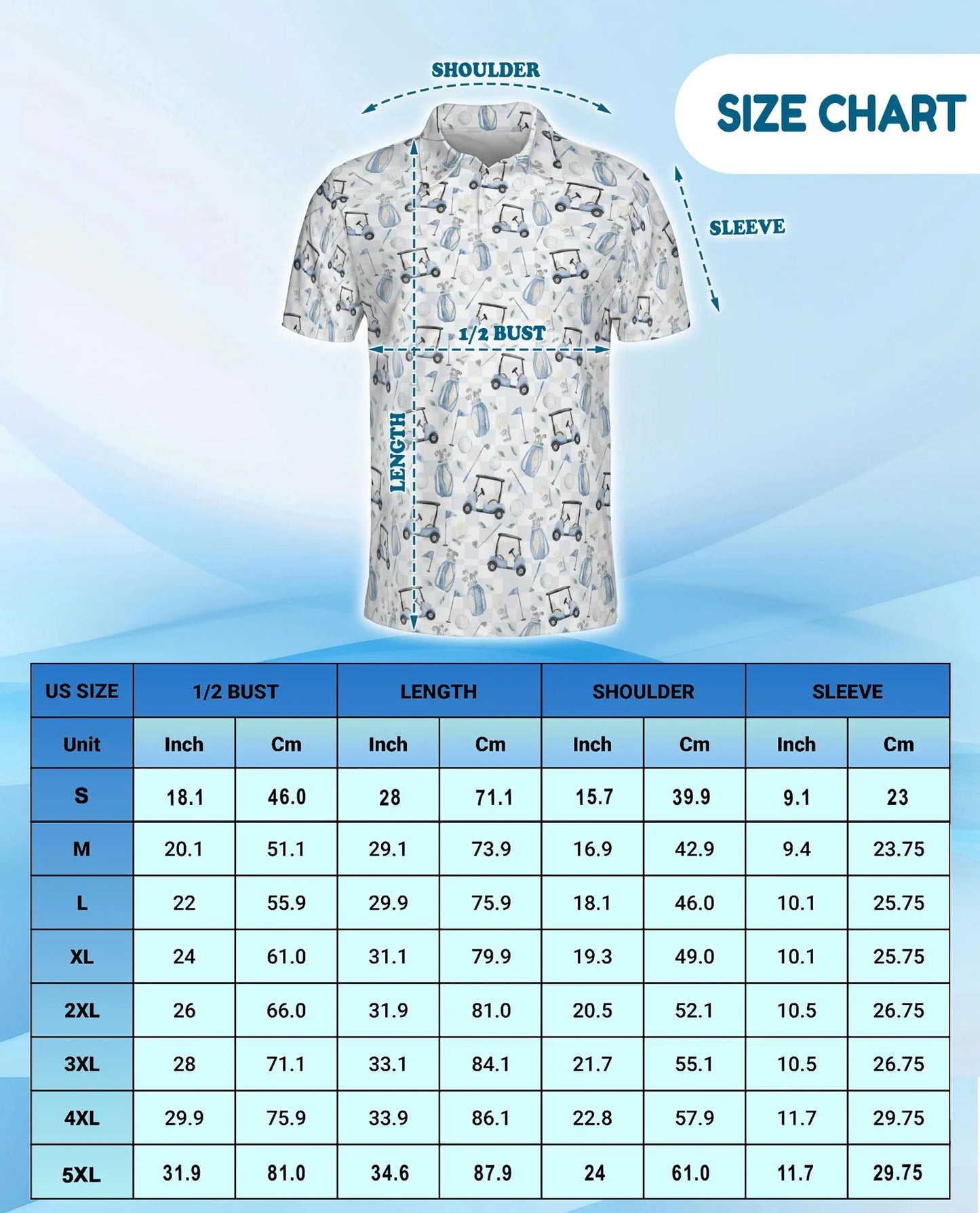 Watercolor Golf Seamless Pattern Polo Shirt for Men, Artistic Sport Style | Azhawaiian