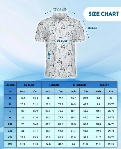 Watercolor Golf Seamless Pattern Polo Shirt for Men, Artistic Sport Style | Azhawaiian
