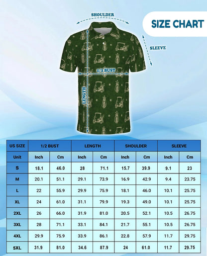 Vintage Golf Pattern Polo Shirt for Men, Classic Sports Style | Azhawaiian