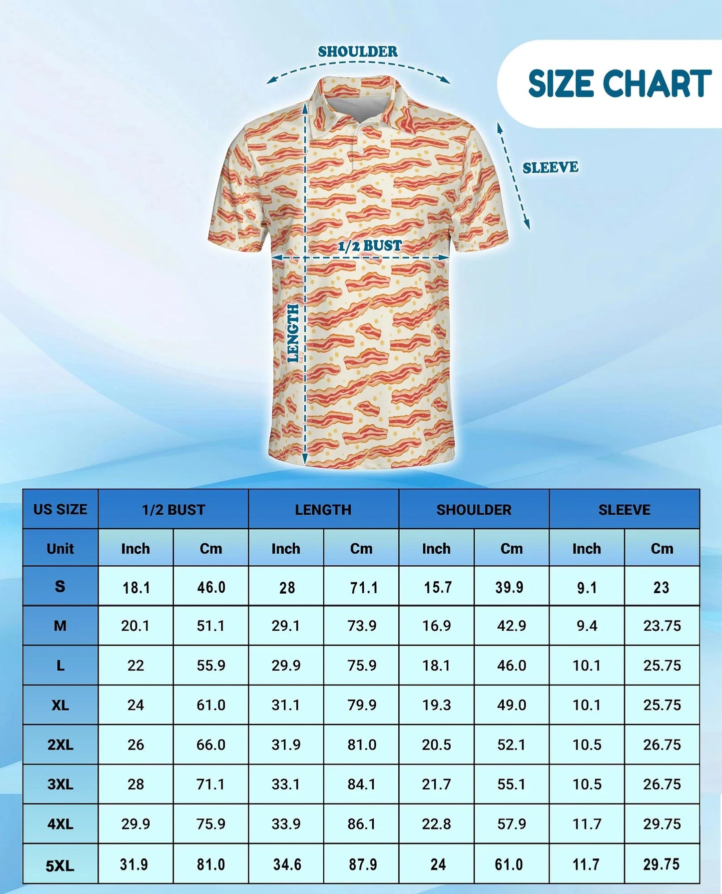Bacon Pattern Polo Shirt for Men, Funny Food Lover Style | Azhawaiian