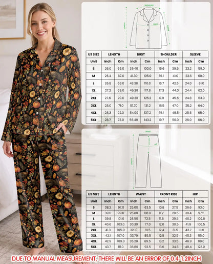 Thanksgiving Turkey Pajama Set for Women – Fall Harvest Print