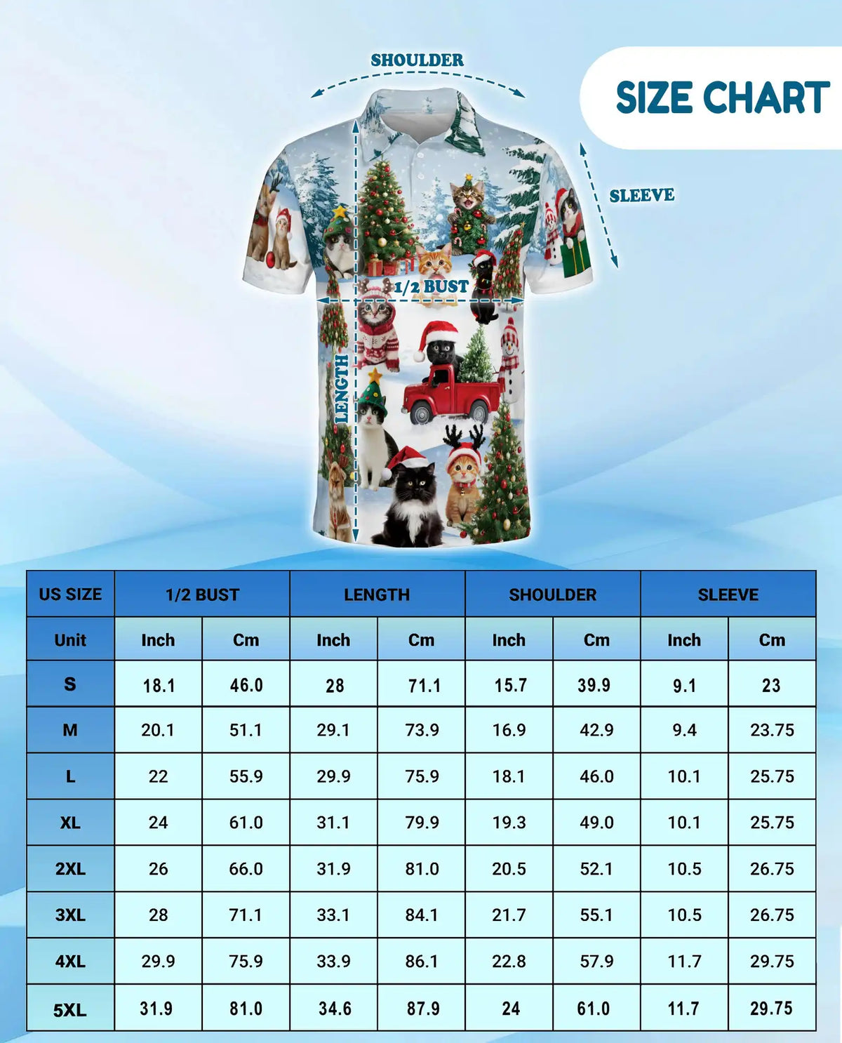 Christmas Cat Hawaiian Polo Shirt For Men, Cute Santa Kitty Holiday Shirt, Winter Snow Cat Lover Gift