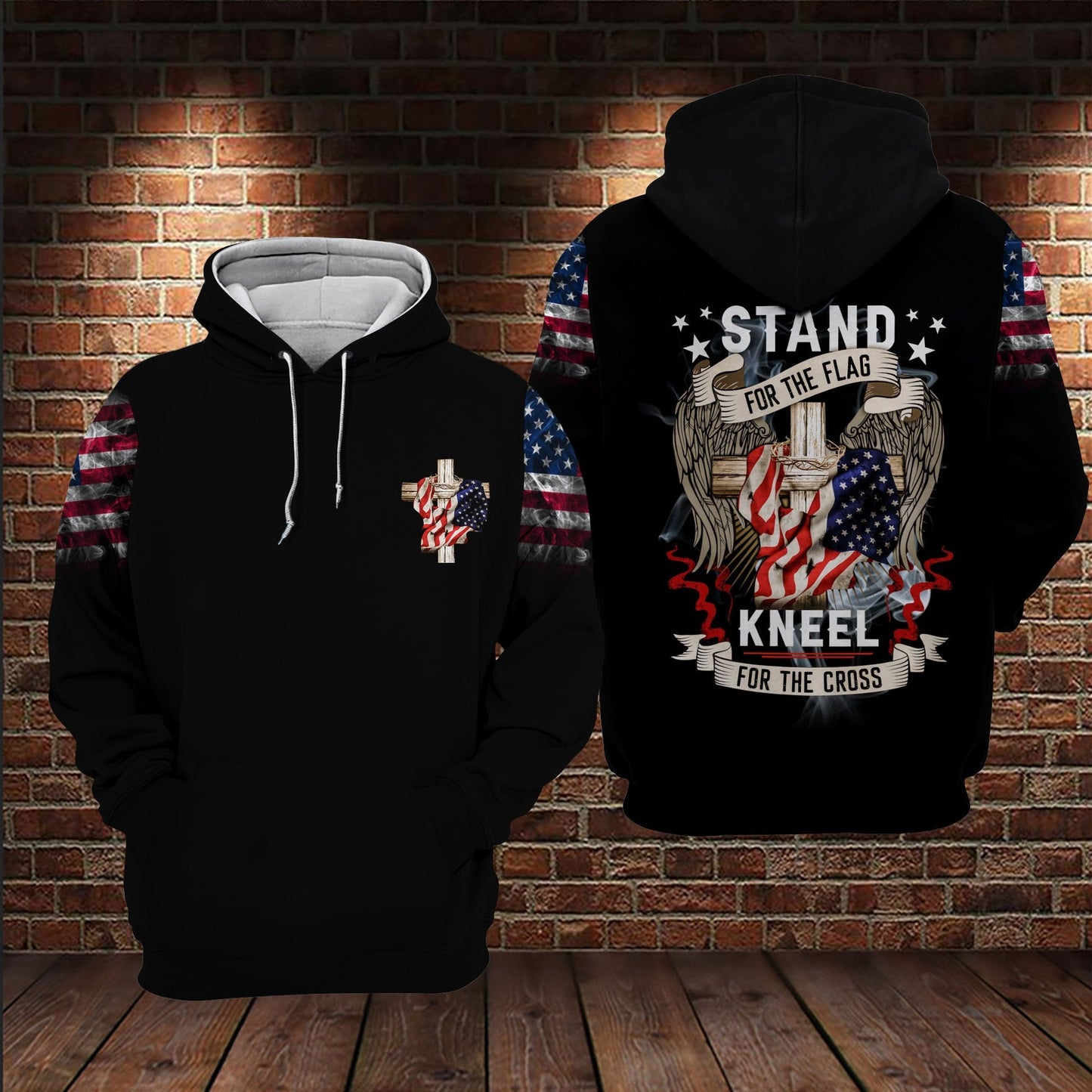 Stand For The Flag Kneel For The Cross 3D All Over Printed Hoodie Us Unisex Hoodie Size