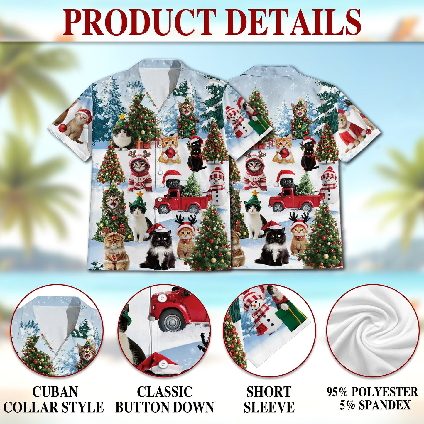 Tropical Skiing Hawaiian Shirt for Men, Button Down Aloha Shirt - Azhawaiian