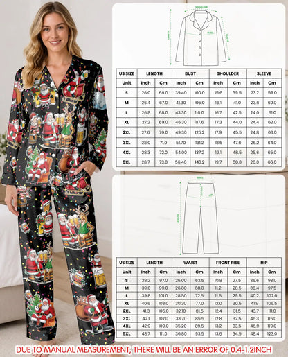 Christmas Beer Santa Pajama Set for Women – Funny Reindeer Print