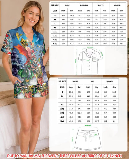 Christmas Dragon Pajama Set for Women – Fantasy Holiday Print