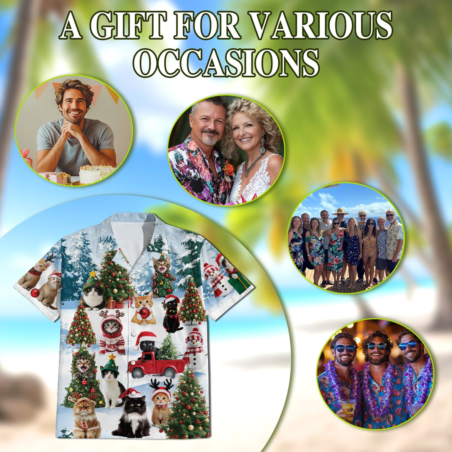 Tropical Skiing Hawaiian Shirt for Men, Button Down Aloha Shirt - Azhawaiian