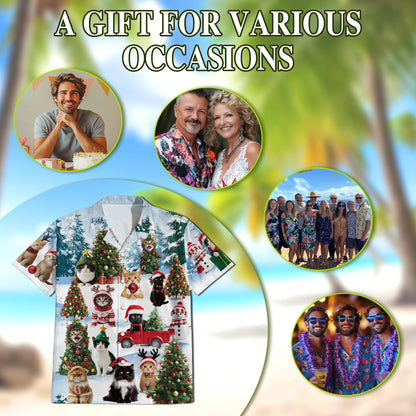 Tropical Skiing Hawaiian Shirt for Men, Button Down Aloha Shirt - Azhawaiian