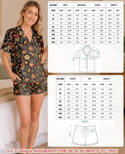 Thanksgiving Turkey Pajama Set for Women – Fall Harvest Print