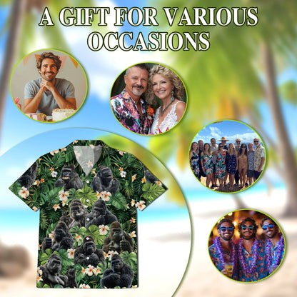 Funny Gorilla Smoking Hawaiian Shirt for Men, Button Down Aloha Shirt - Azhawaiian