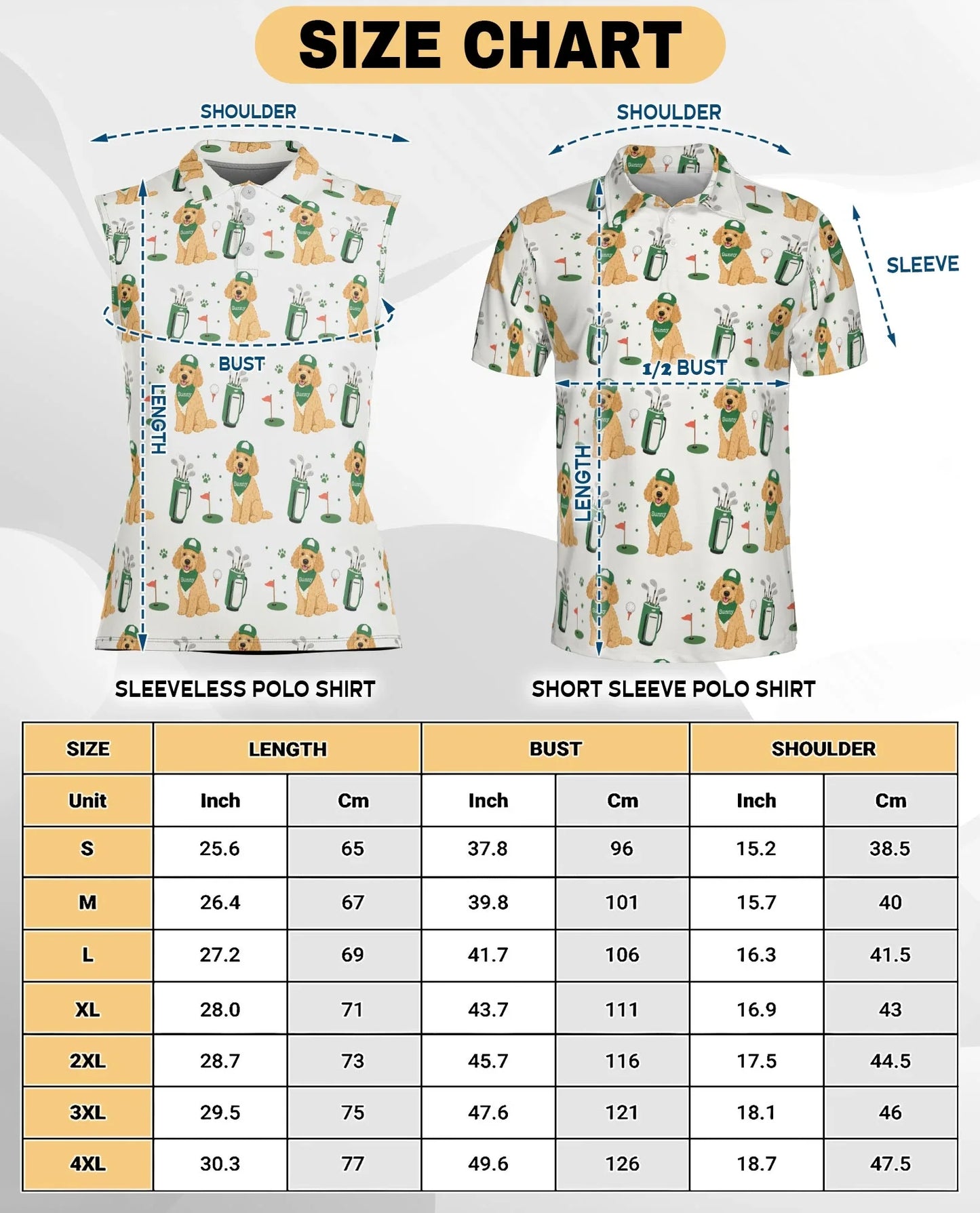 Golden Retriever Allover Sleeveless Polo Shirt for Women | Azhawaiian
