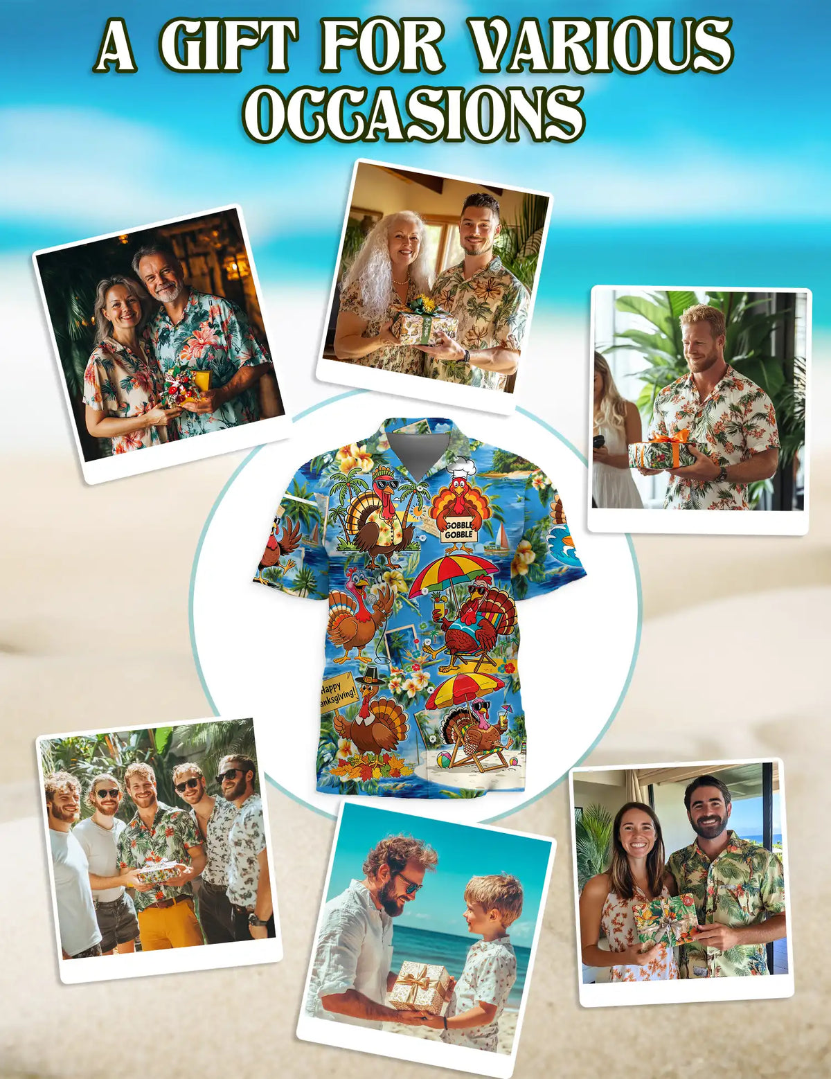 Tropical Thanksgiving Turkey Hawaiian Shirt for Men