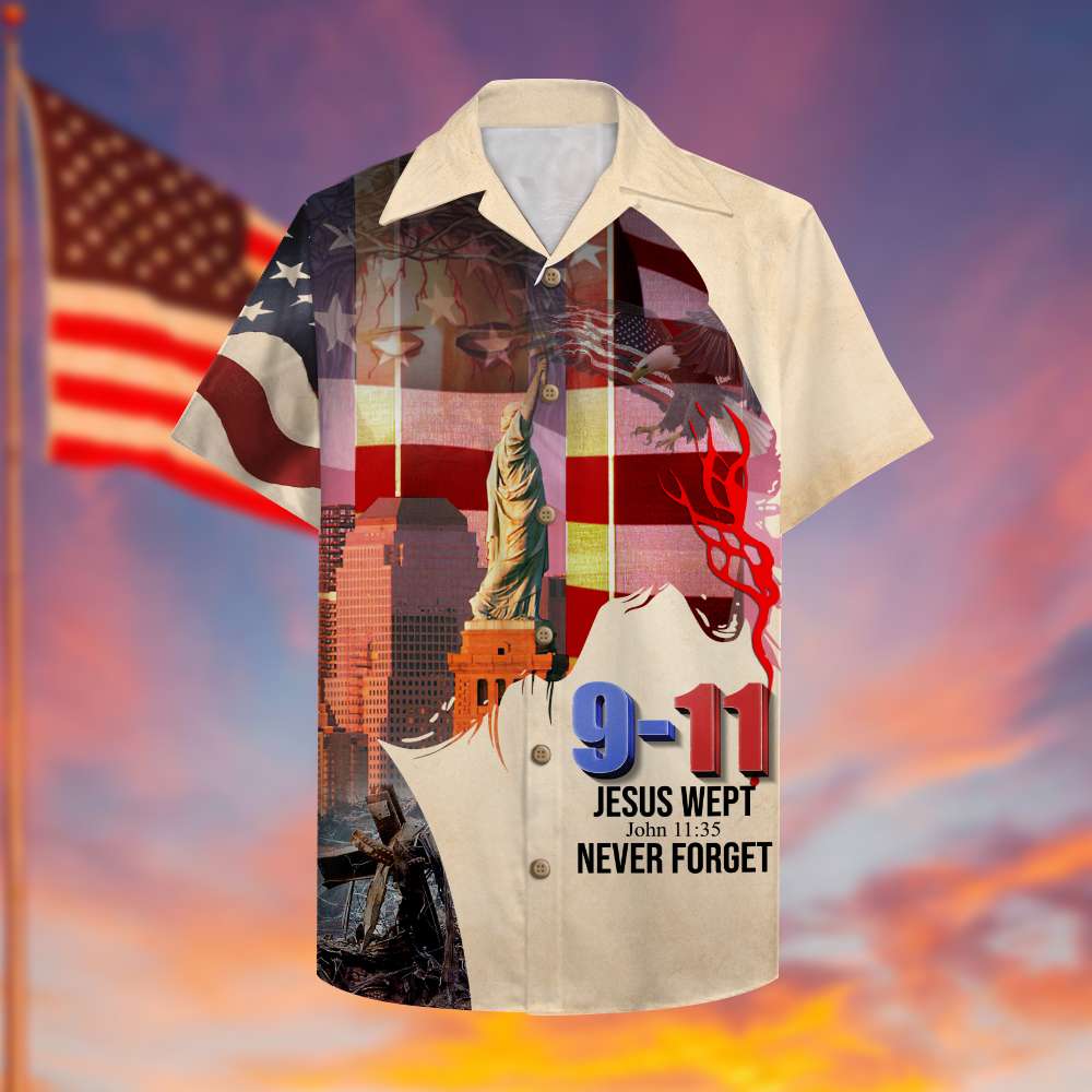 Firefighter Jesus Wept Never Forget 9-11 20Th Anniversary Hawaii Shirt | Unique Beach Hawaiian