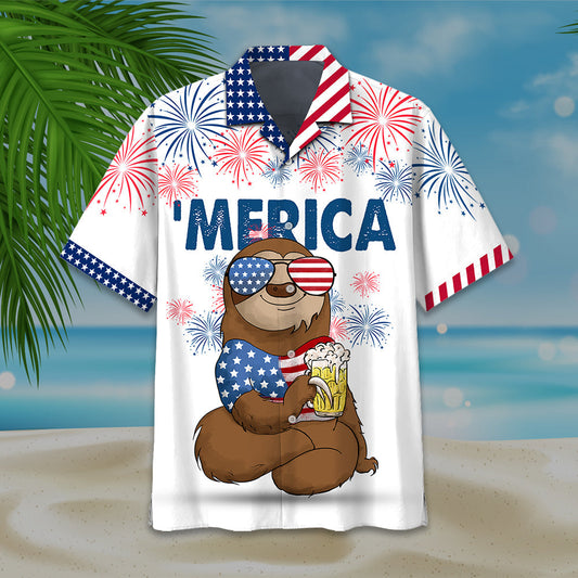 Sloth Independence Day - Hawaiian Shirt