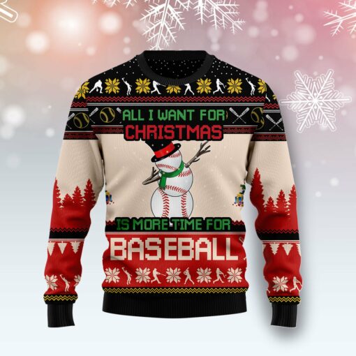 Christmas Time For Baseball Ugly Christmas Sweater 